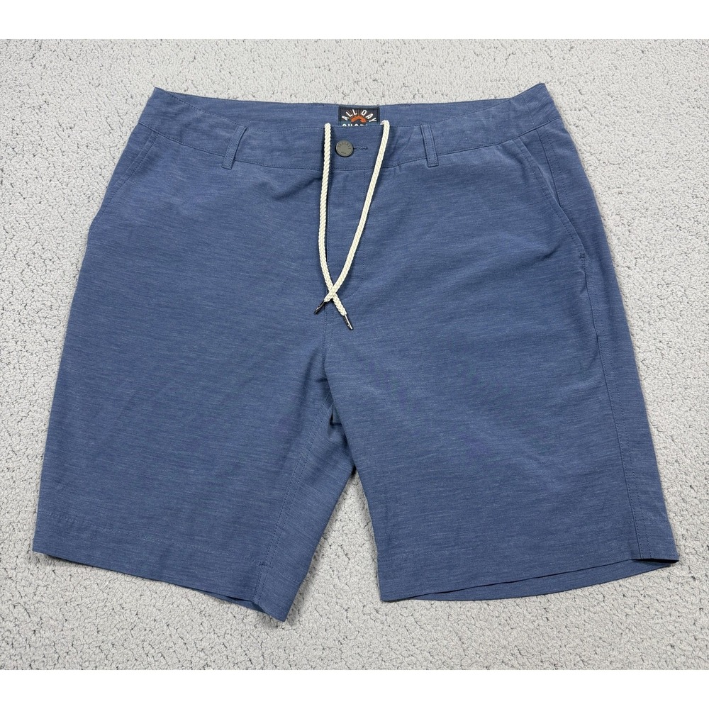 Faherty All Day Shorts Mens 34 Blue Chino Drawstring Stretch Travel 9 Inseam